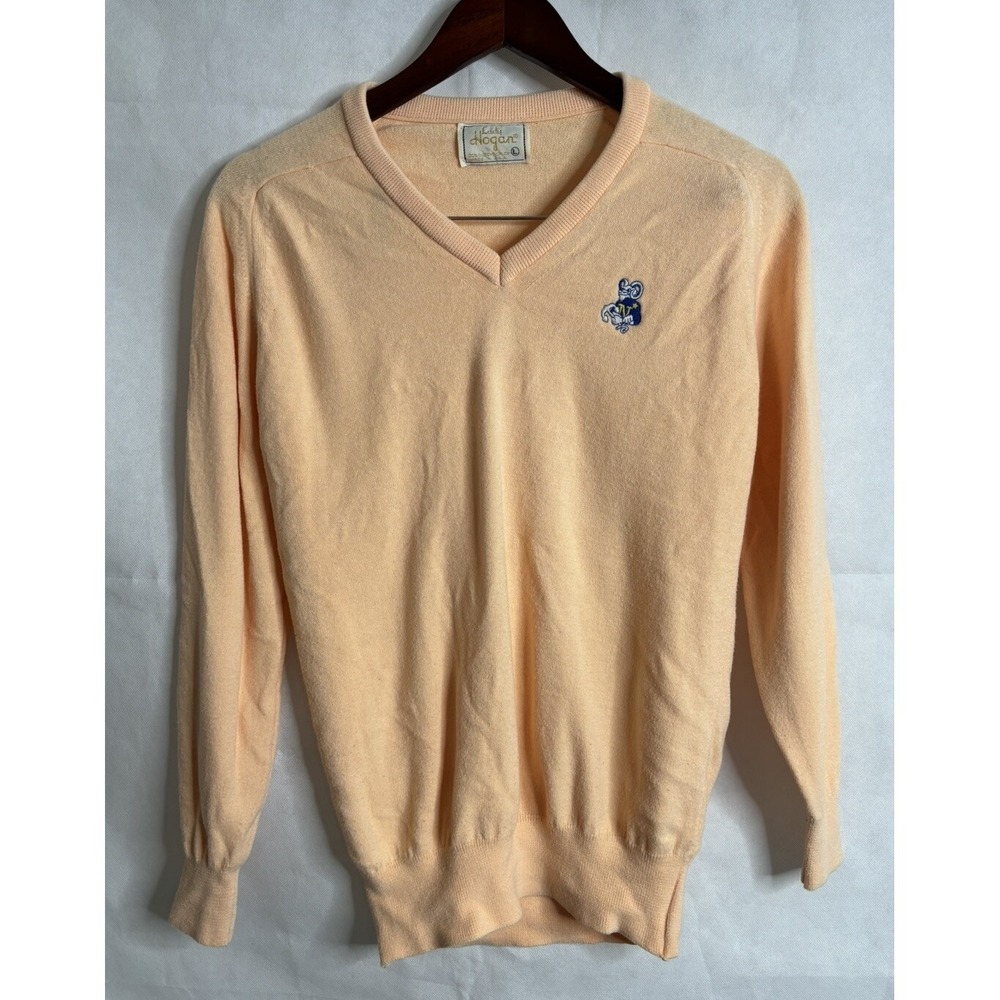 US Naval Academy Womens Sweater L Vintage 1970s Peach Ram Design United States